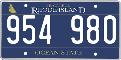RI license plate 954980