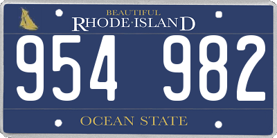 RI license plate 954982