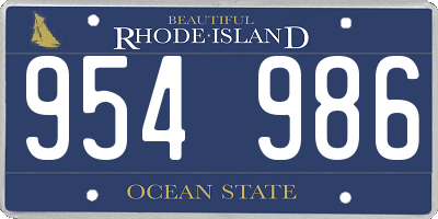 RI license plate 954986