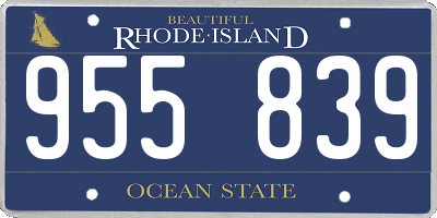 RI license plate 955839