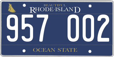 RI license plate 957002