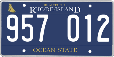 RI license plate 957012
