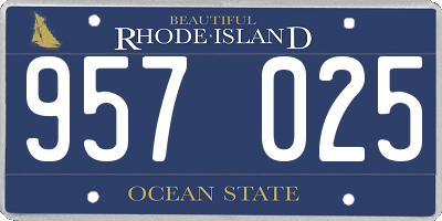 RI license plate 957025