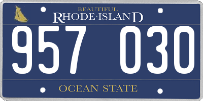 RI license plate 957030