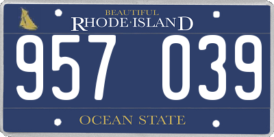 RI license plate 957039