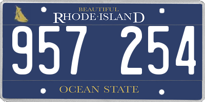 RI license plate 957254