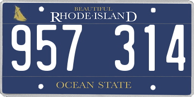 RI license plate 957314