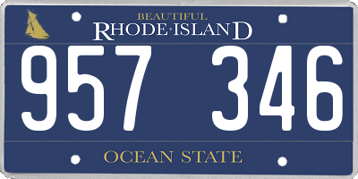RI license plate 957346