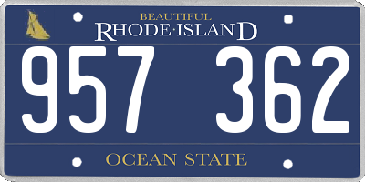 RI license plate 957362