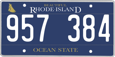 RI license plate 957384