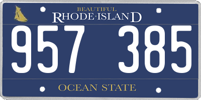 RI license plate 957385