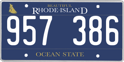 RI license plate 957386