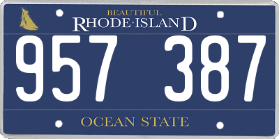 RI license plate 957387