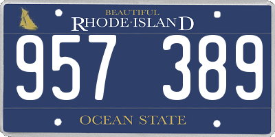 RI license plate 957389
