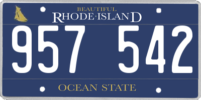 RI license plate 957542
