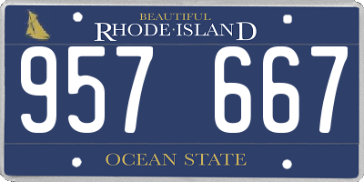 RI license plate 957667