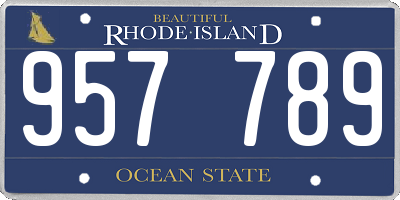 RI license plate 957789