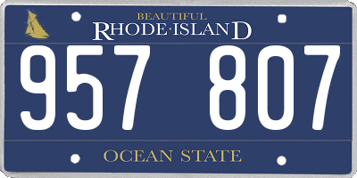 RI license plate 957807