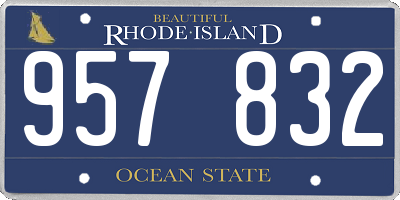 RI license plate 957832
