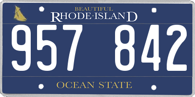 RI license plate 957842
