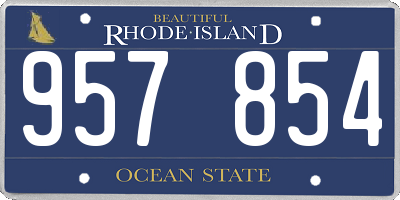 RI license plate 957854
