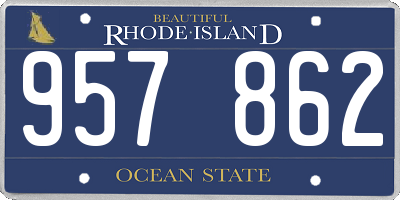 RI license plate 957862