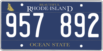RI license plate 957892