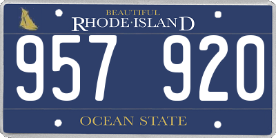 RI license plate 957920