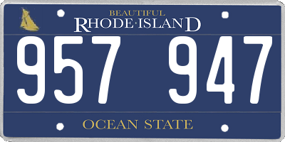 RI license plate 957947