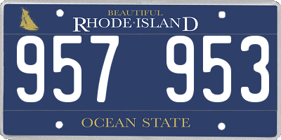 RI license plate 957953