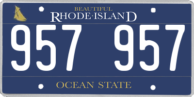 RI license plate 957957