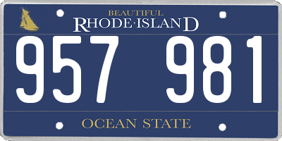 RI license plate 957981