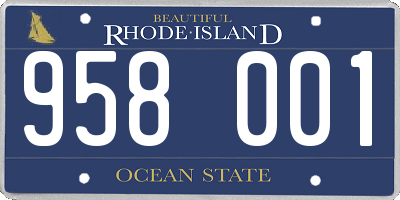 RI license plate 958001
