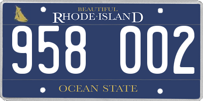 RI license plate 958002