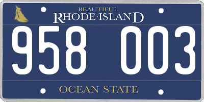 RI license plate 958003