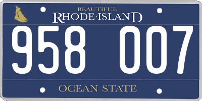 RI license plate 958007
