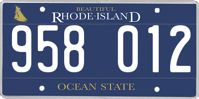 RI license plate 958012