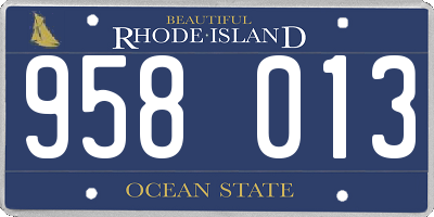 RI license plate 958013