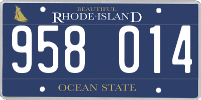 RI license plate 958014