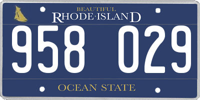 RI license plate 958029