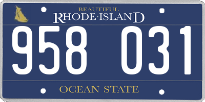 RI license plate 958031