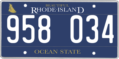 RI license plate 958034