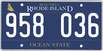 RI license plate 958036