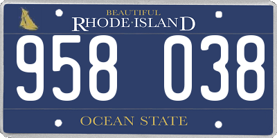 RI license plate 958038