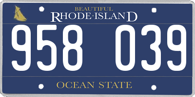 RI license plate 958039