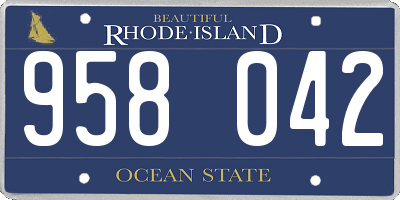 RI license plate 958042