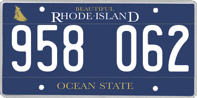 RI license plate 958062