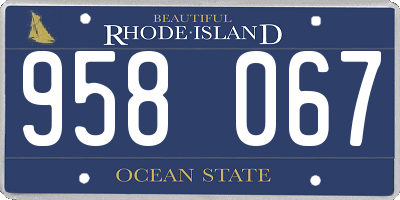 RI license plate 958067