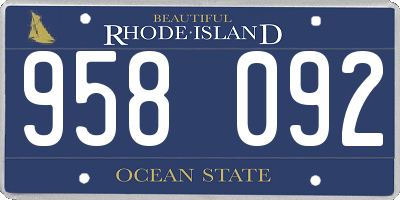 RI license plate 958092