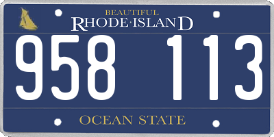 RI license plate 958113